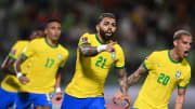 Gabriel Barbosa après son but face au Venezuela lors de la victoire du Brésil (1-3).